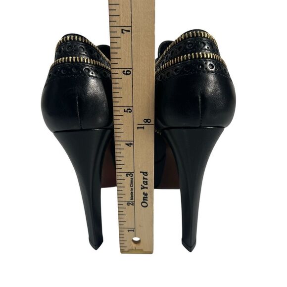 Louis Vuitton Platform Heels Size 6 Zipper Trim Pump Black Leather Authentic w s - Picture 4 of 12